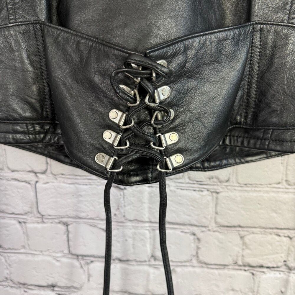 Harley Davidson Womens Leather Motorcycle Jacket Rare Metal Logo Detailing Size - Picture 7 of 13